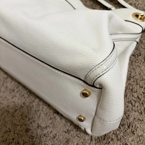Coach Turnlock Edie Shoulder Bag, White with Chains - Picture 8 of 16